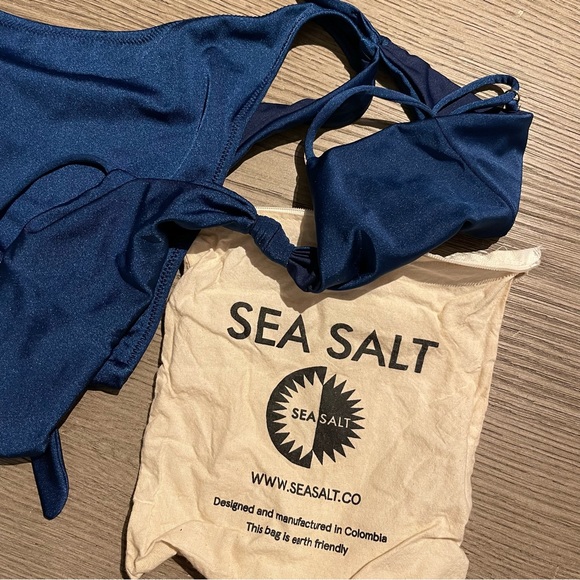 SEA SALT SWIN | SHIMMER NAVY BIKINI HIGH LEG BOTTOMS - Picture 10 of 12